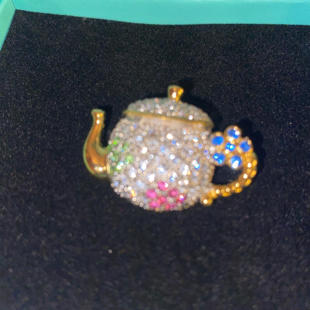 Crystal Teapot Brooch